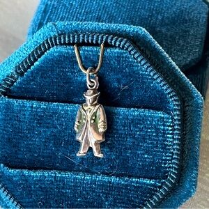 Antique 800/835 Silver Man in a Green Enamel Coat Charm- 1 gram